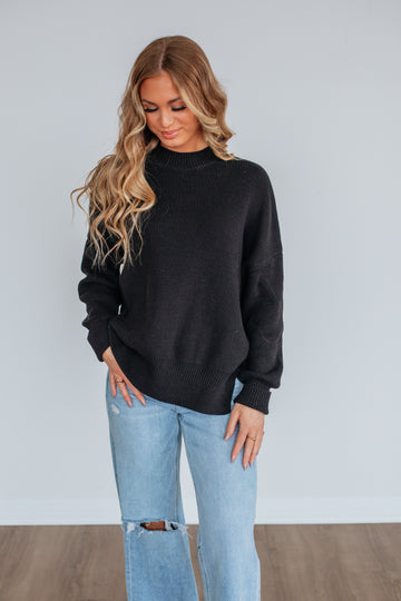Chelsea Mock Neck Sweater - Black