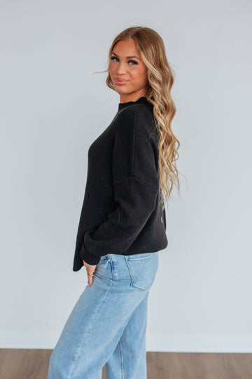Chelsea Mock Neck Sweater - Black
