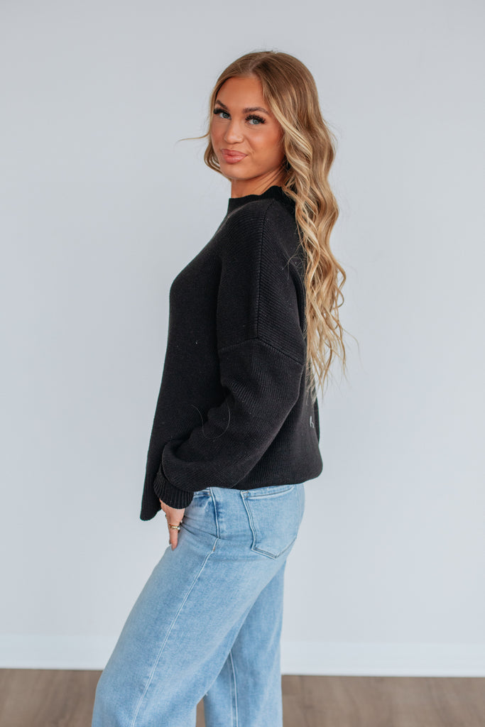 Chelsea Mock Neck Sweater - Black