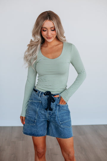 Khalia Striped Top - Matcha Mix