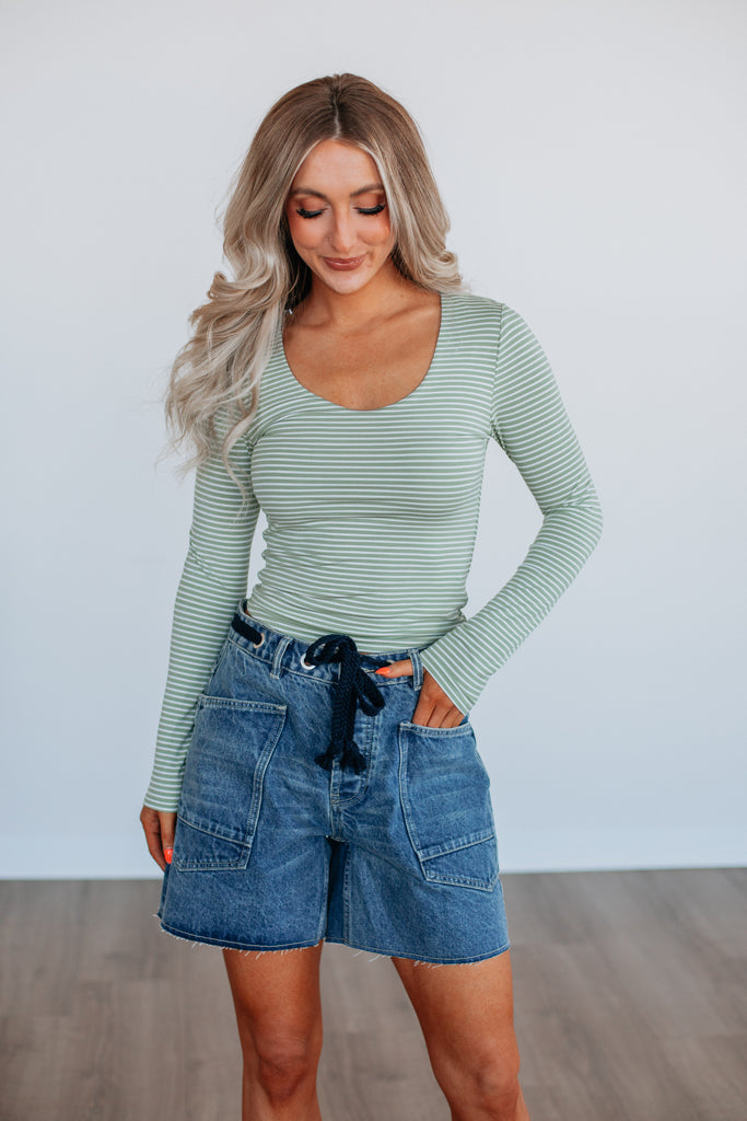 Khalia Striped Top - Matcha Mix