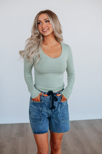 Khalia Striped Top - Matcha Mix