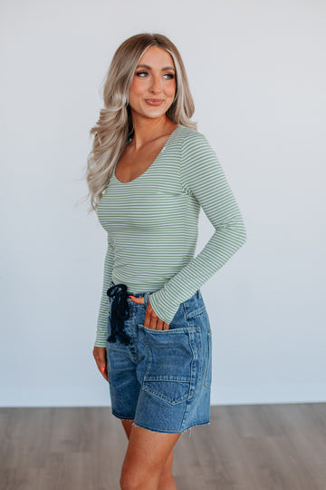 Khalia Striped Top - Matcha Mix