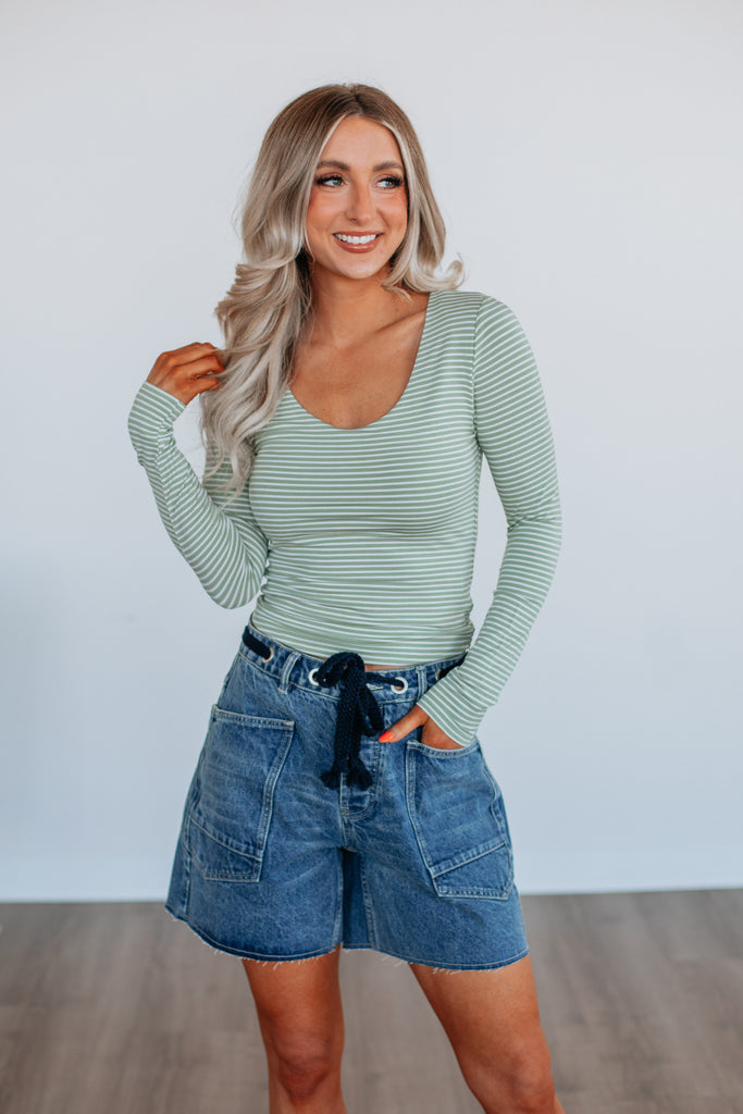 Khalia Striped Top - Matcha Mix