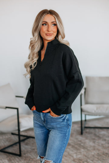Ellie Half-Zip Pullover - Black