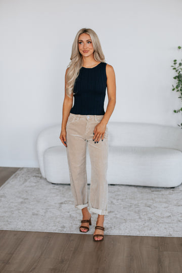 Missie Ribbed Tank - Navy