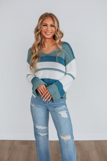 Mikella Colorblock Sweater - Teal Mix