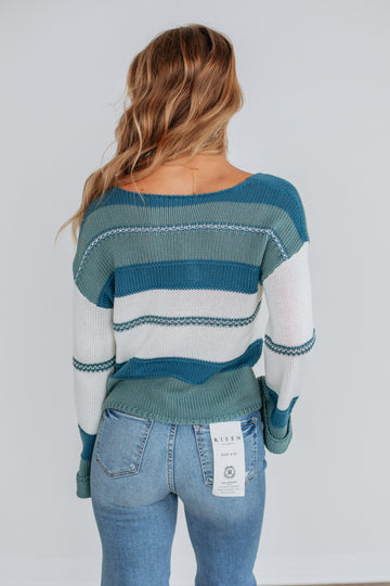 Mikella Colorblock Sweater - Teal Mix
