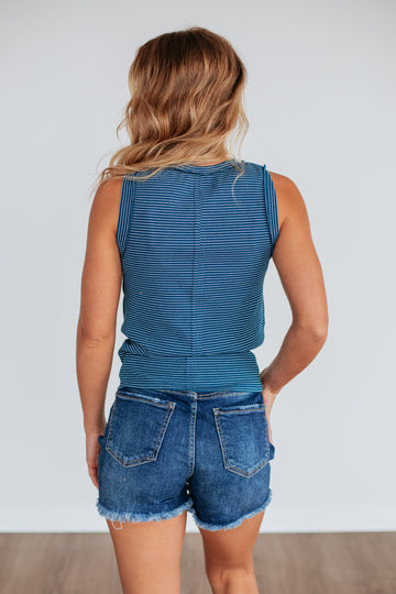 Harlea Striped Tank - Steel Blue Mix
