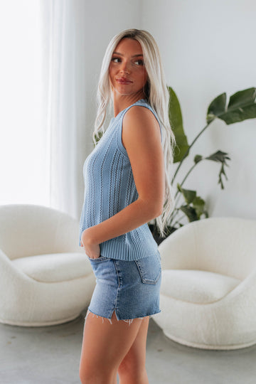 Hunter Knit Tank - Sky Blue