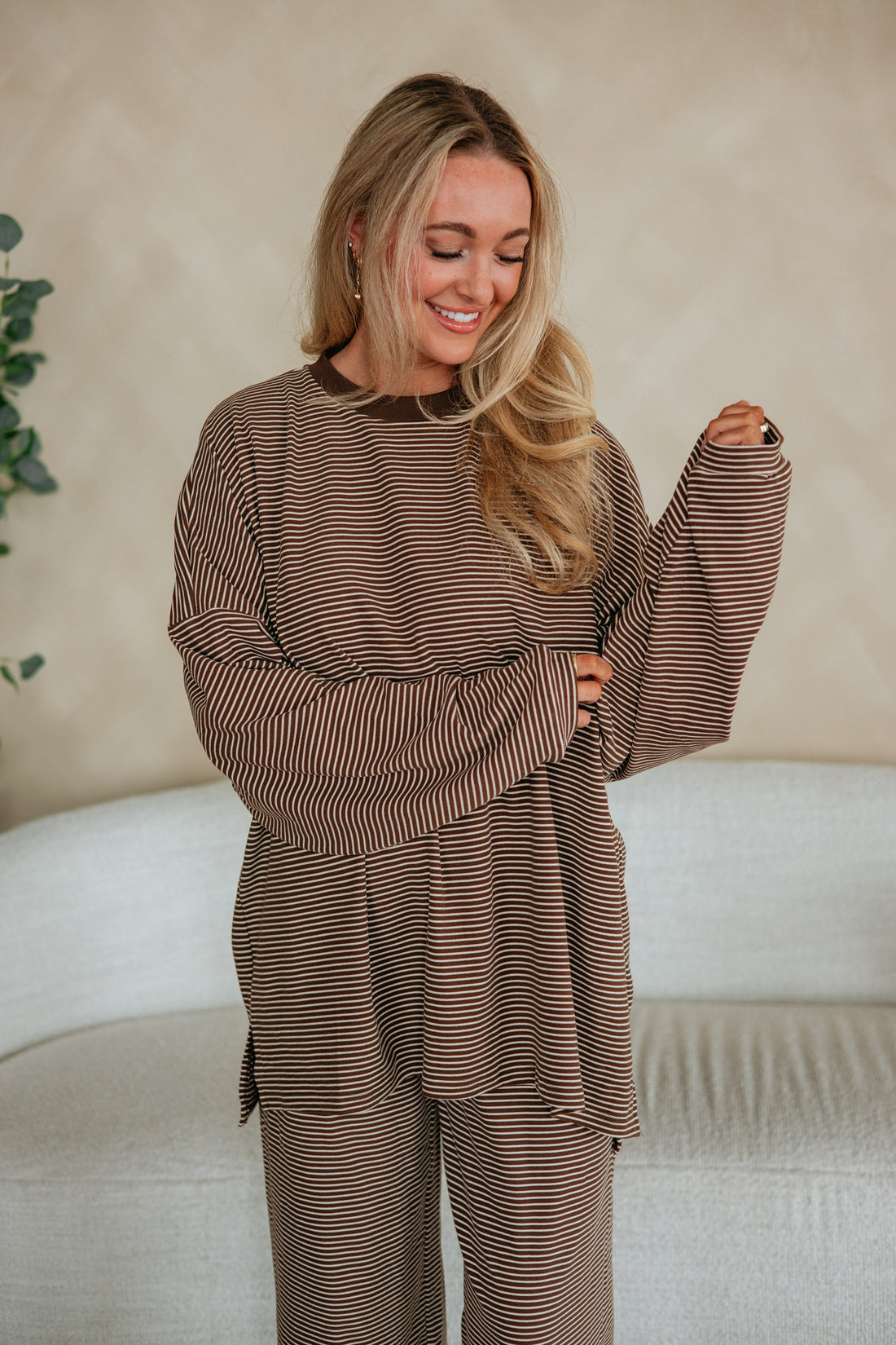 Cayla Striped Top - Chocolate Mix