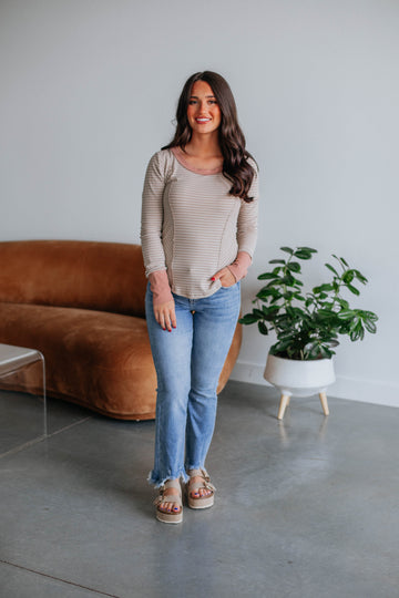 Jalene Ribbed Top - Sand Mix