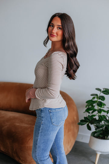 Jalene Ribbed Top - Sand Mix