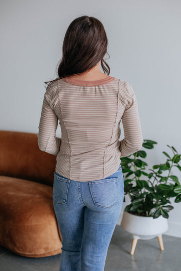 Jalene Ribbed Top - Sand Mix