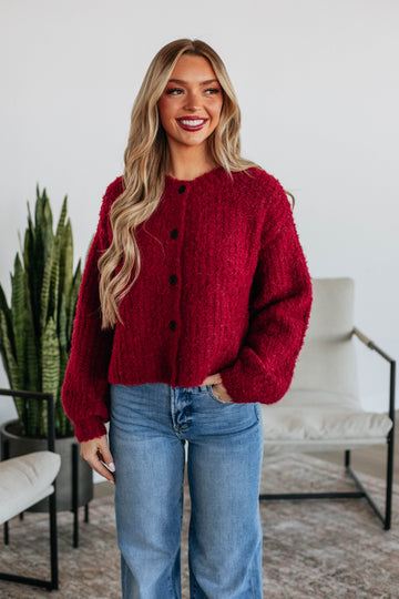 Jodie Knit Cardigan - Crimson