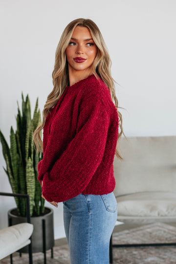 Jodie Knit Cardigan - Crimson