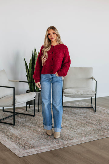 Jodie Knit Cardigan - Crimson