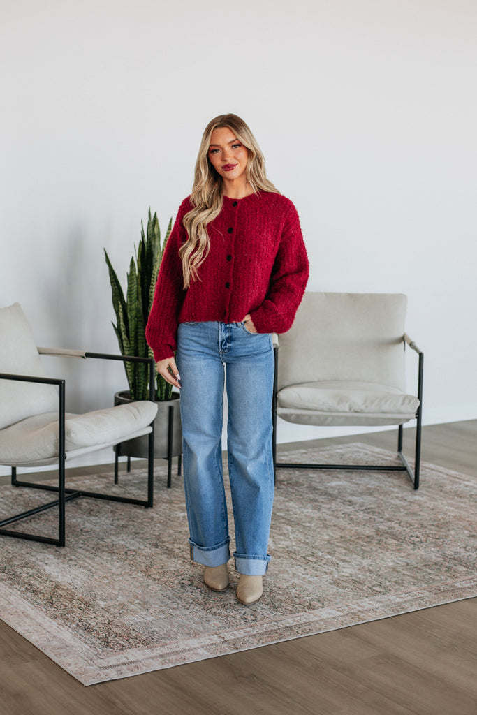 Jodie Knit Cardigan - Crimson