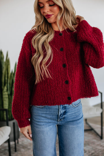 Jodie Knit Cardigan - Crimson
