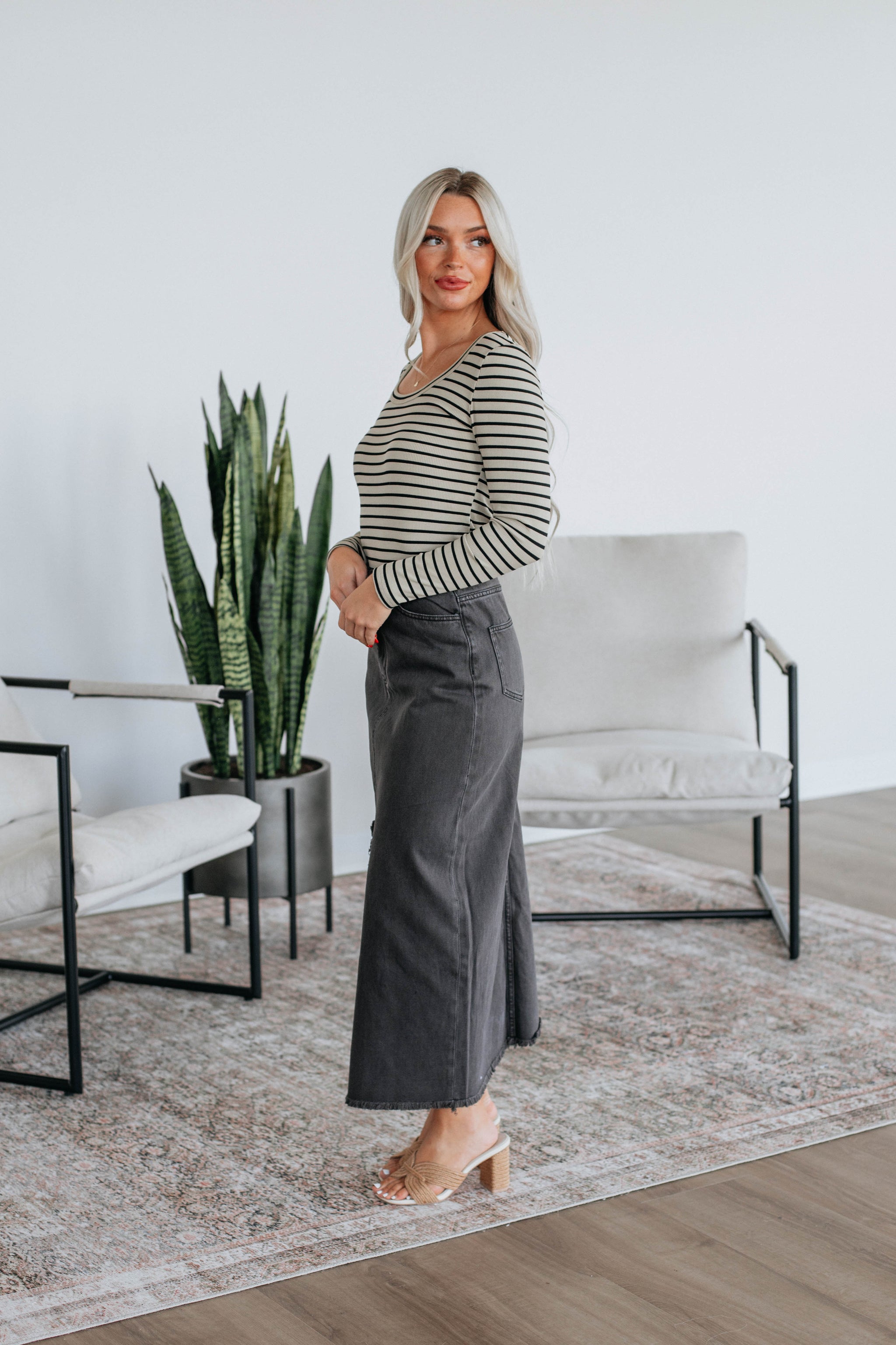 Joy Denim Skirt - Charcoal