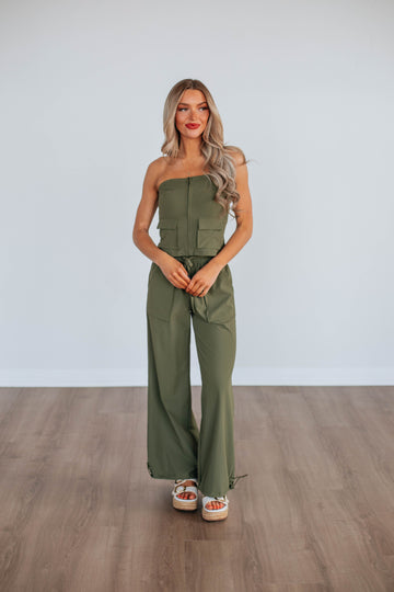 Jule Cargo Top - Dark Olive