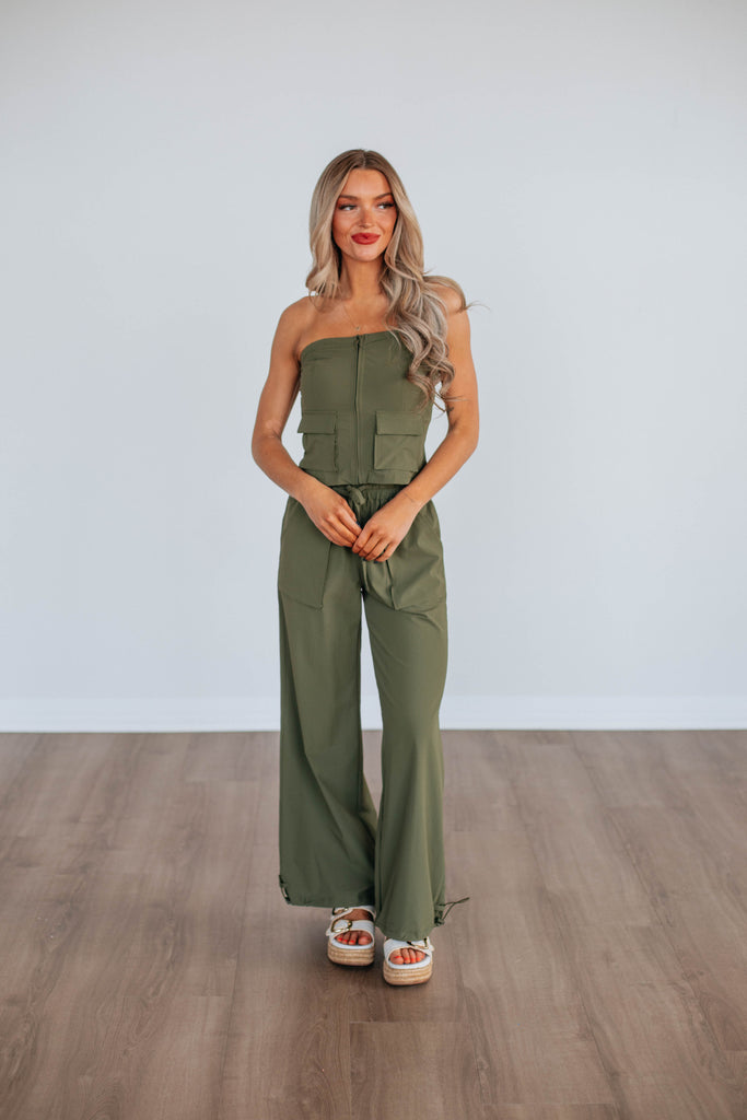 Jule Cargo Top - Dark Olive