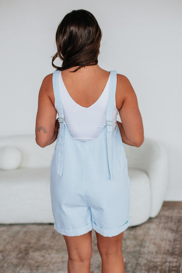 Kailey Striped Romper - Sky Blue