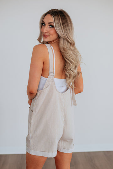 Kailey Striped Romper - Sand
