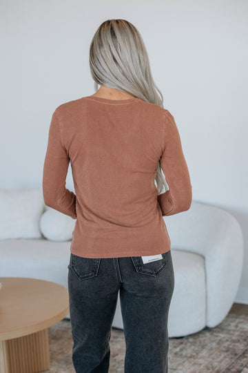 Karigan Ribbed Top - Camel