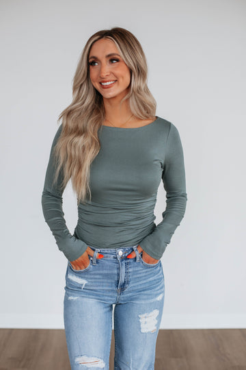 Karleigh Ruched Bodysuit - Spruce