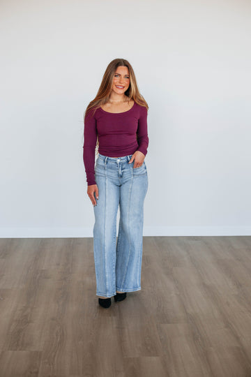 Kasen Ribbed Top - Plum