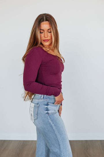 Kasen Ribbed Top - Plum