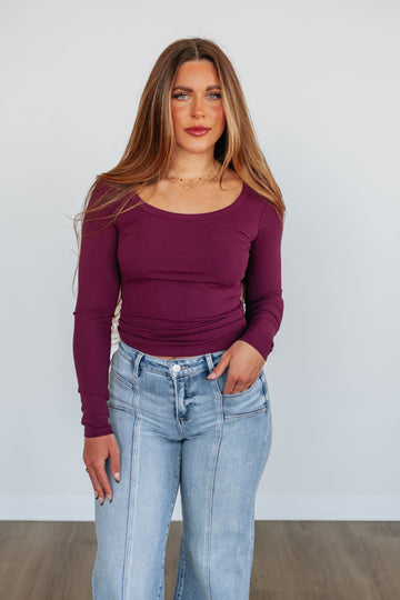 Kasen Ribbed Top - Plum