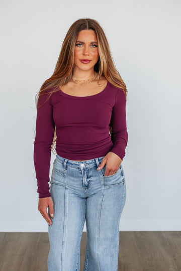 Kasen Ribbed Top - Plum