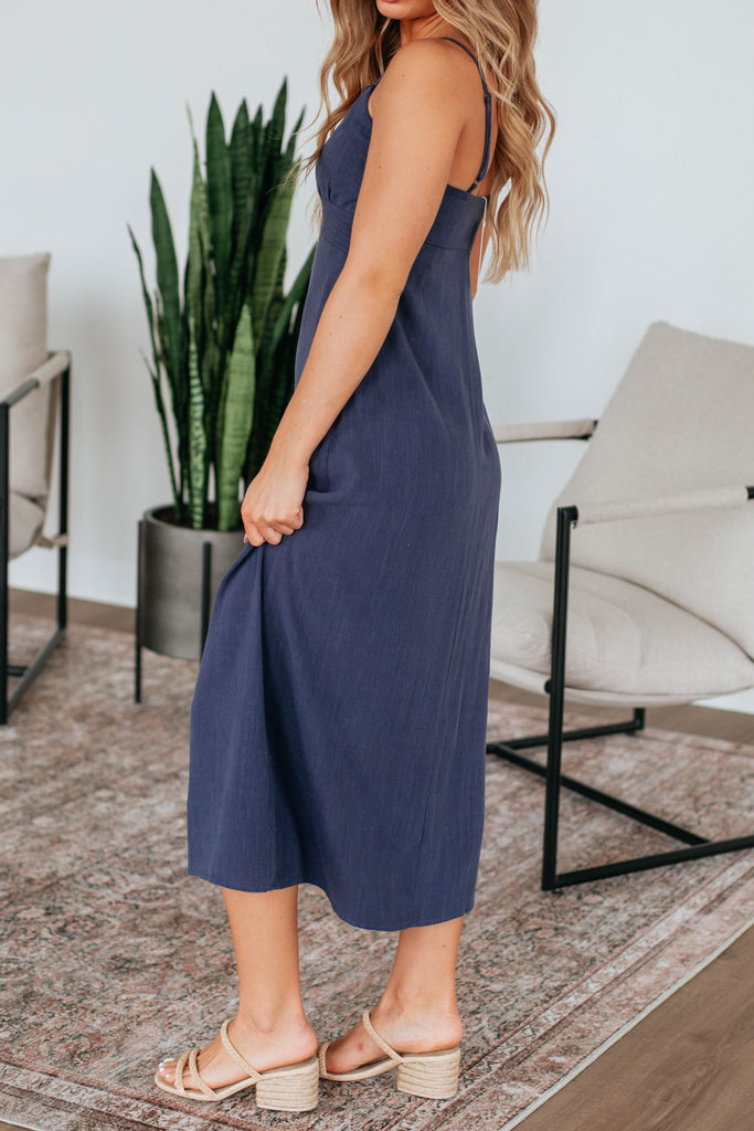 Kiah Midi Dress - Steel Blue