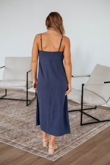 Kiah Midi Dress - Steel Blue