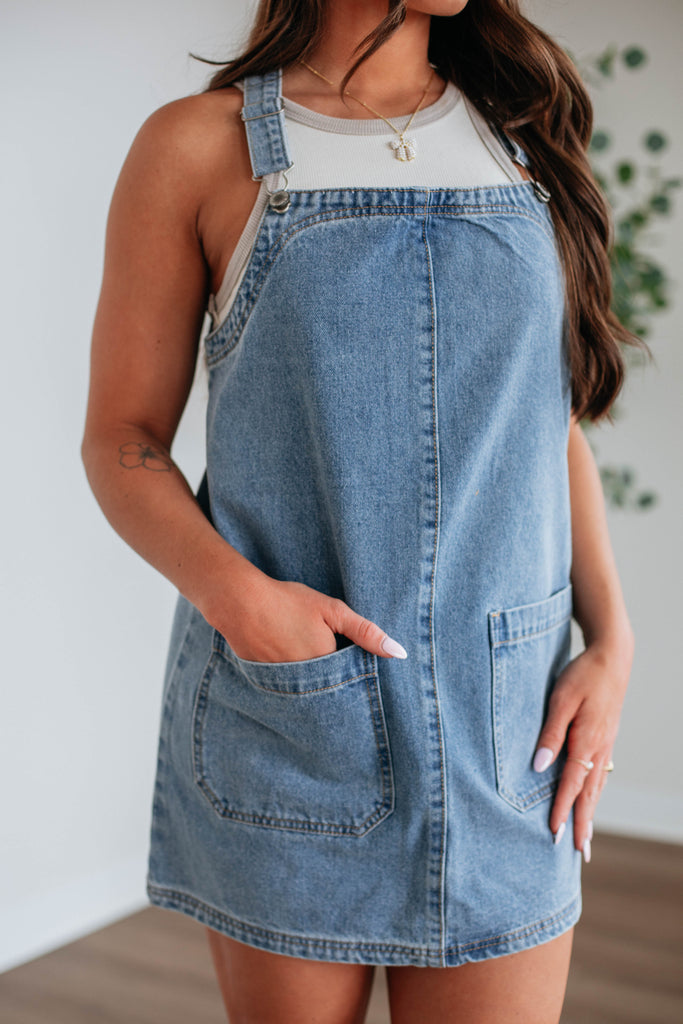 Laken Overall Dress - Medium Wash