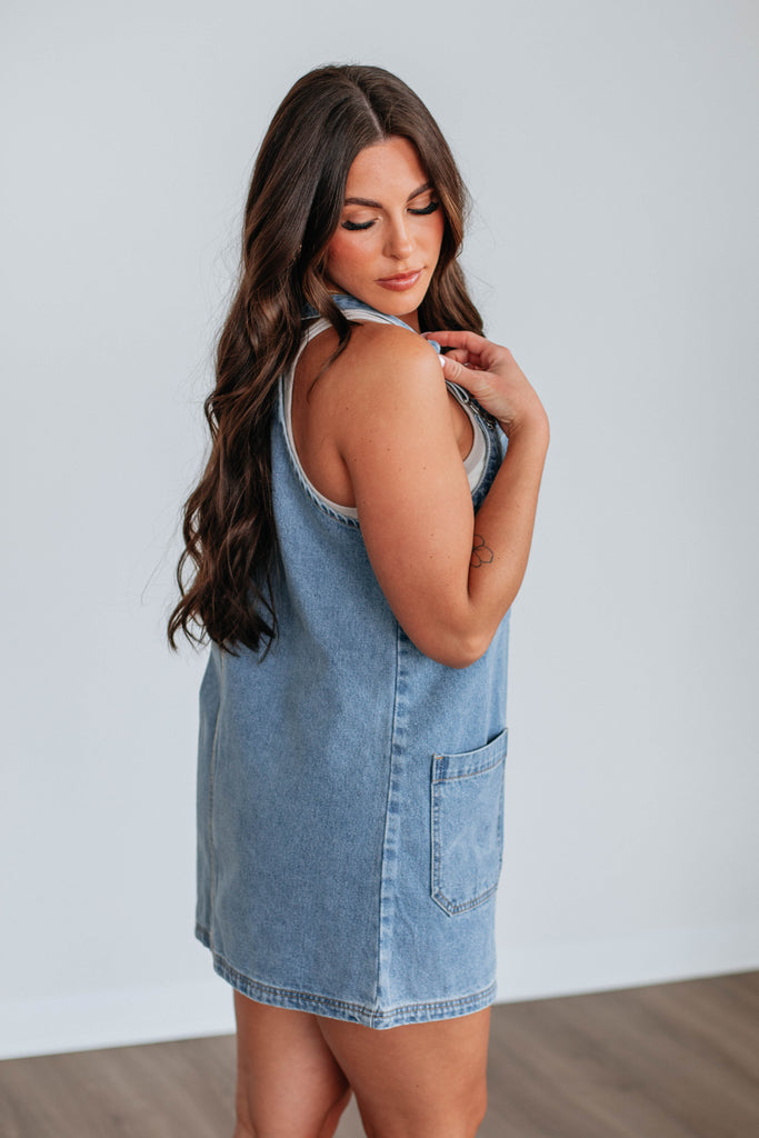 Laken Overall Dress - Medium Wash