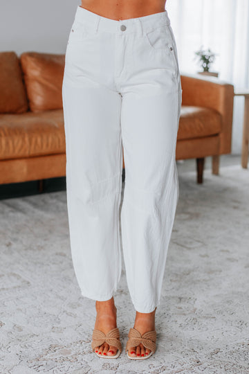 Landen Barrel Pants - Cream