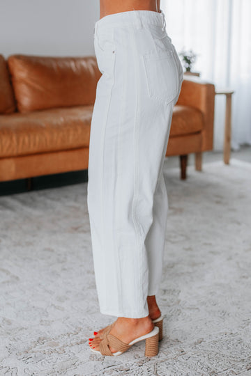 Landen Barrel Pants - Cream