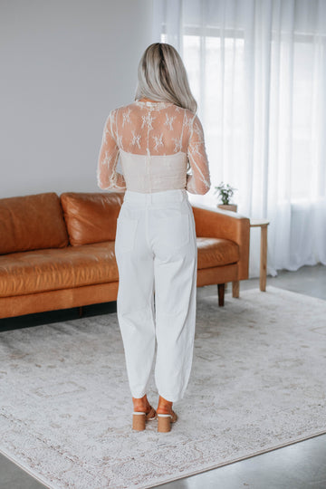 Landen Barrel Pants - Cream