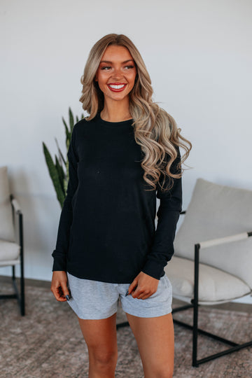 Laura Long Sleeve Top - Black