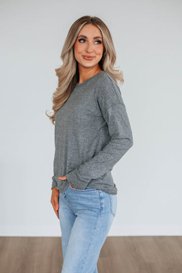 Laura Long Sleeve Top - Heather Grey