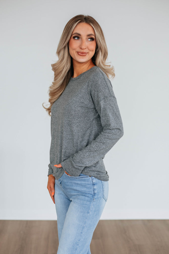 Laura Long Sleeve Top - Heather Grey