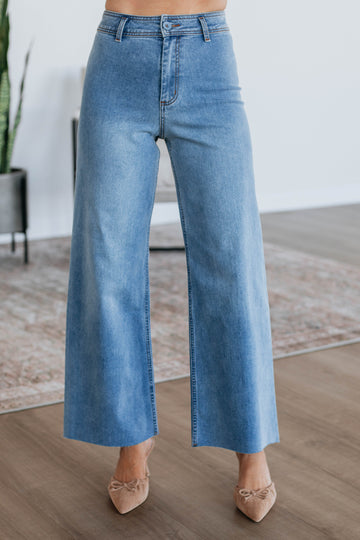 Linsley Wide Leg Pants - Light Wash