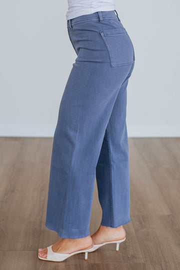 Linsley Wide Leg Pants - Slate Blue