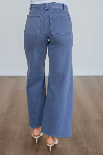 Linsley Wide Leg Pants - Slate Blue
