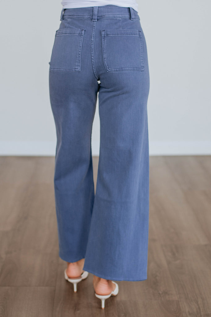 Linsley Wide Leg Pants - Slate Blue