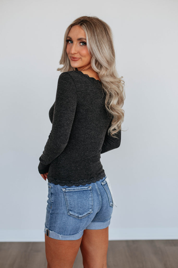 Lisbeth Lace Top - Charcoal