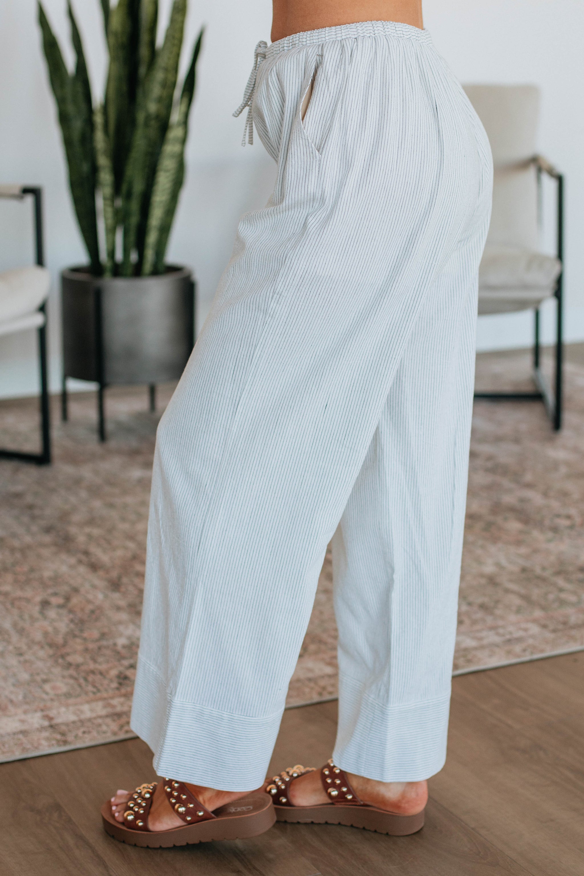 Luvan Striped Pants - Ivory Mix